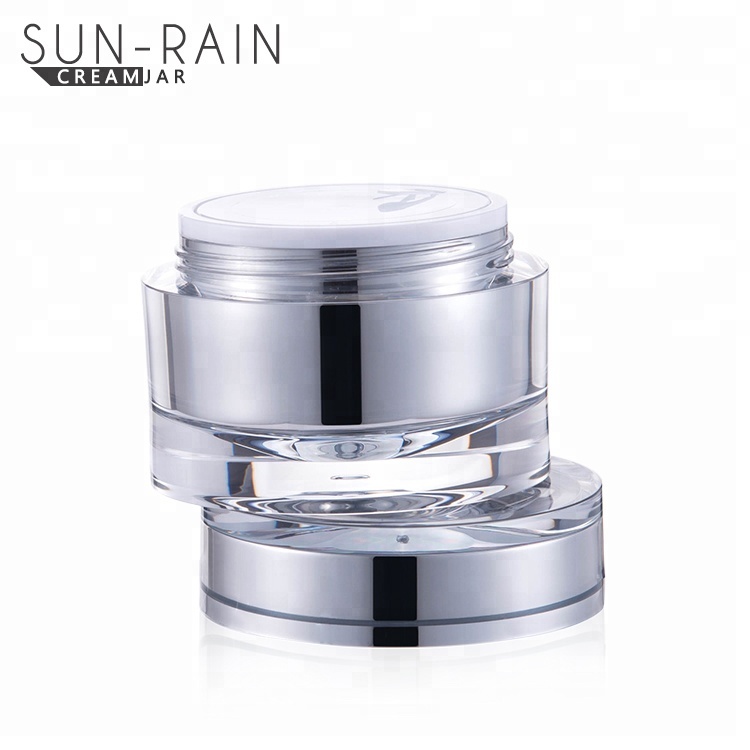 15g 30g 50g acrylic luxury silver round cosmetic packaging eye serum cream jar