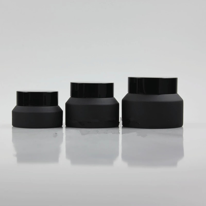 15g 30g 50g black glass cream jar for cosmetic plastic screw pp lid skin care wax bottle matt packaging