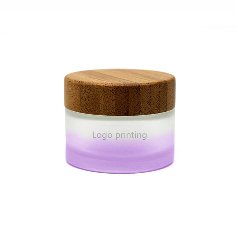 15g 30g 50g cosmetic glass jar frosted with bamboo cap / top