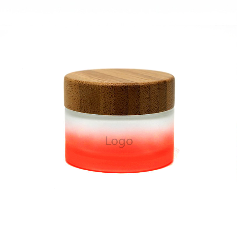 15g 30g 50g cosmetic glass jar frosted with bamboo cap / top
