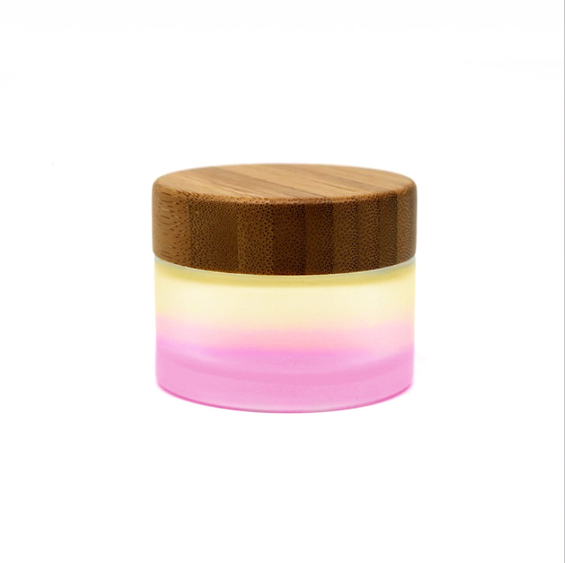 15g 30g 50g cosmetic glass jar frosted with bamboo cap / top