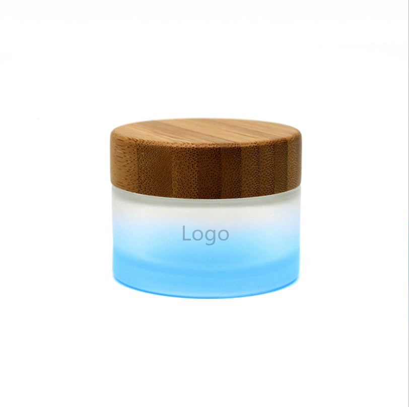 15g 30g 50g cosmetic glass jar frosted with bamboo cap / top