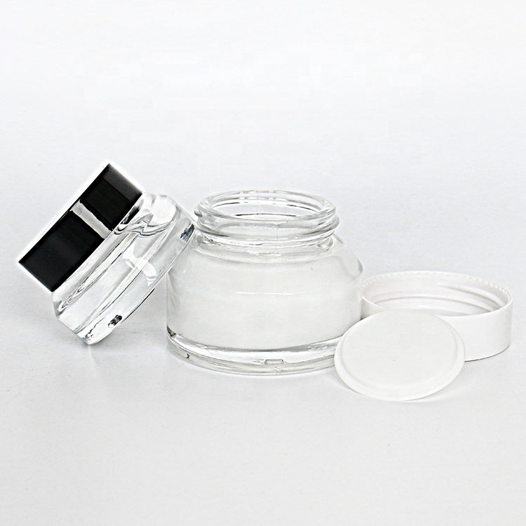 15g 30g 50g cosmetic white glass jar for face cream with custom logo printing