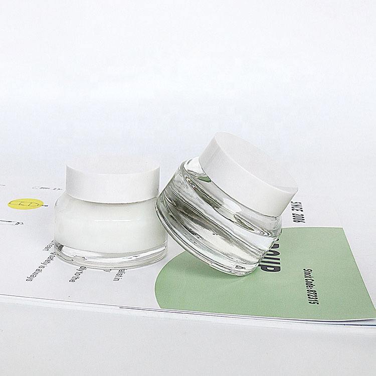 15g 30g 50g cosmetic white glass jar for face cream with custom logo printing