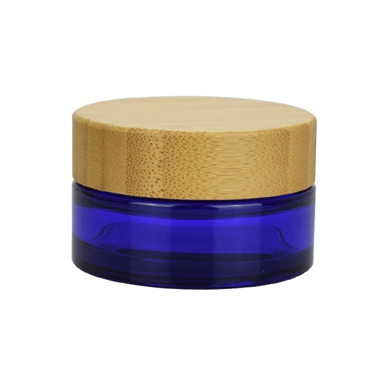 15g 30g 50g custom color cosmetic skincare cream jar with natural bamboo cap