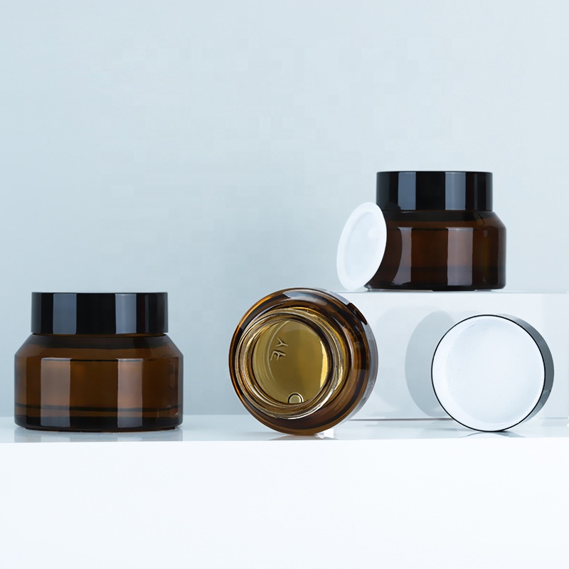 15g 30g 50g custom empty cosmetic cream jar makeup brown glass cream bottle