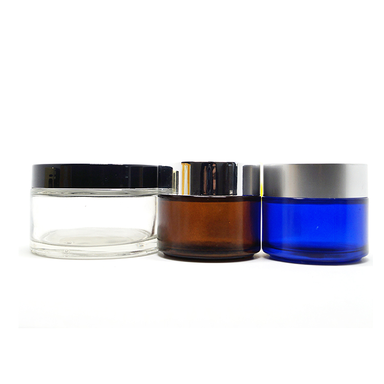 15g 30g 50g empty clear frosted glass jar container with black screw lid for makeup cosmetic foundations cream lotion skin care