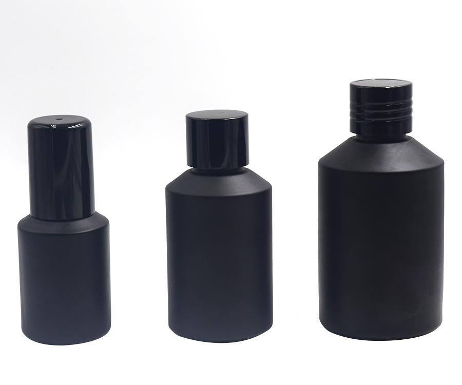 15g 30g 50g empty matte frosted black slant shoulder cream glass jars with black metal aluminum g screw lid