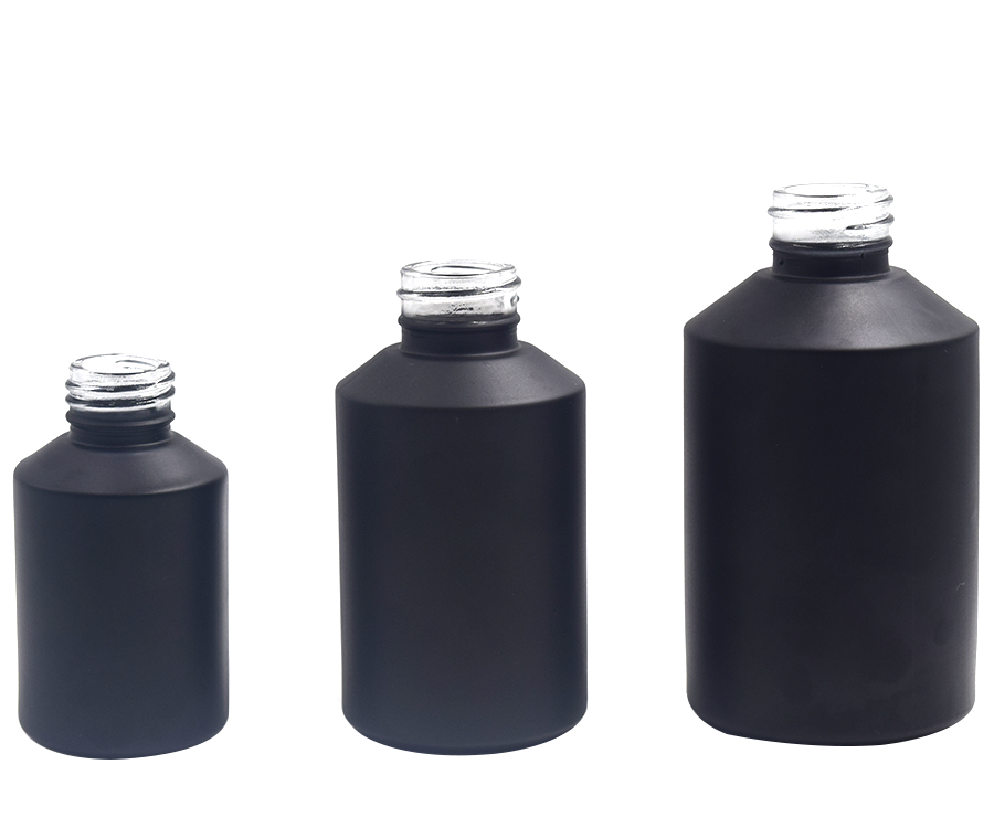 15g 30g 50g empty matte frosted black slant shoulder cream glass jars with black metal aluminum g screw lid