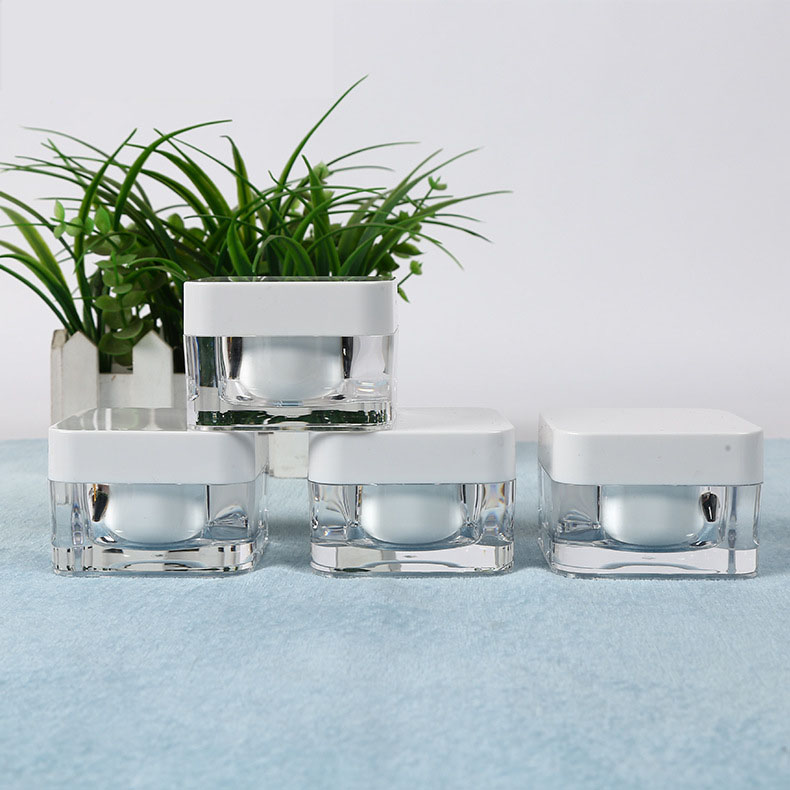15g 30g 50g empty square clear frosted plastic skin care cream container with double wall acrylic for face cream packaging