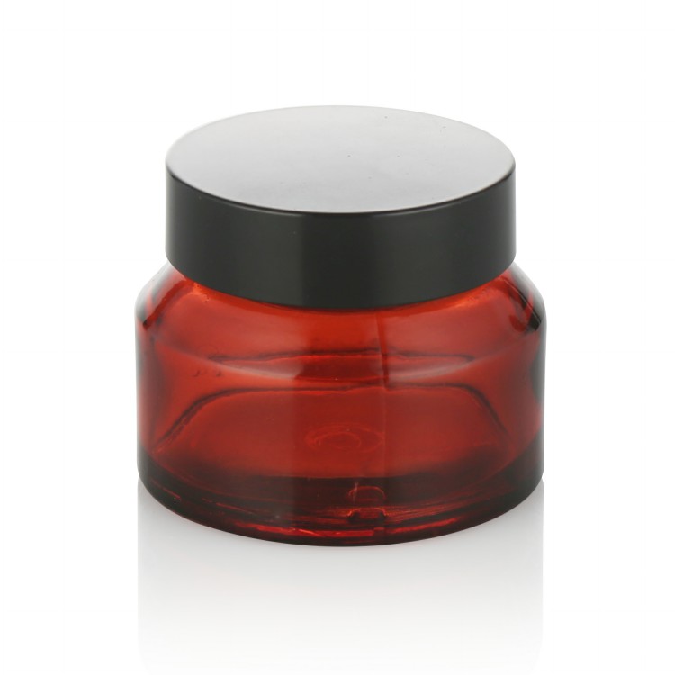 15g 30g 50g factory price slant shoulder red gopal cosmetic jars with black plasticglass jar with screw