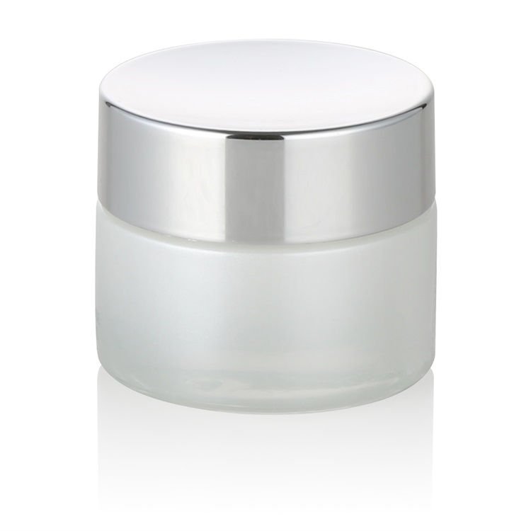 15g 30g 50g good quality round clear frosted glass jars with silver metal lids,perfect for storing lotions,powders and ointments