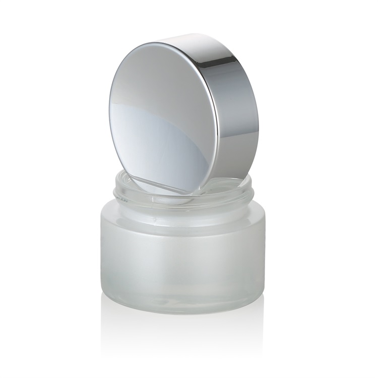 15g 30g 50g good quality round clear frosted glass jars with silver metal lids,perfect for storing lotions,powders and ointments