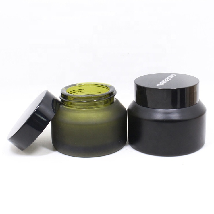 15g 30g 50g matte amber black cosmetic packaging glass cream jar round for face cream