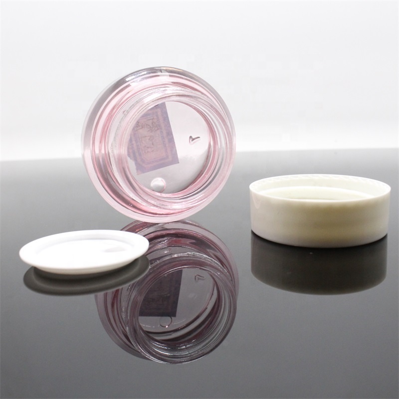 15g 30g 50g matte black clear amber glass cream jar with gold black silver aluminium Cap