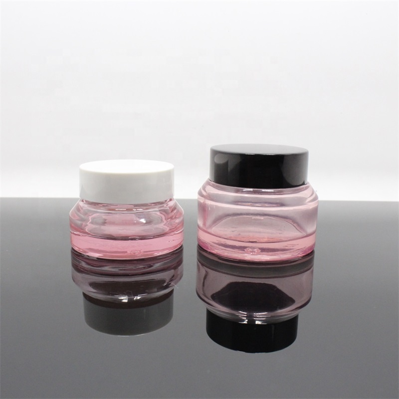 15g 30g 50g matte black clear amber glass cream jar with gold black silver aluminium Cap