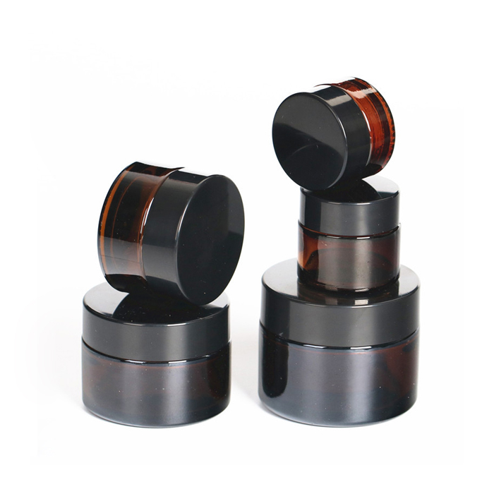 15g 30g 50g matte black square glass cosmetic jar for cream