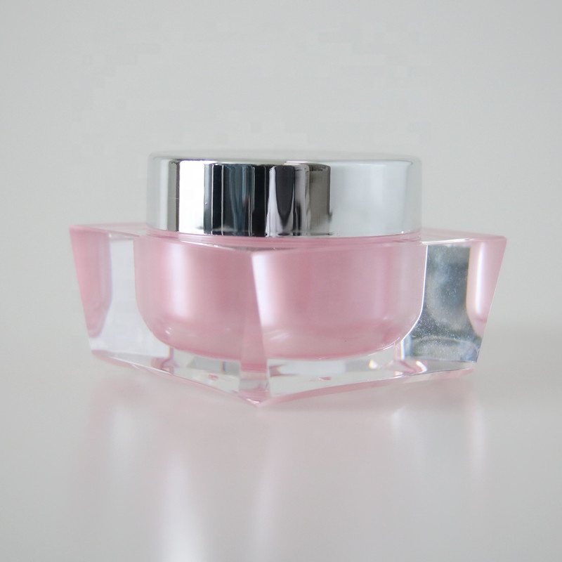 15g 30g 50g pink square acrylic cream jar cosmetic plastic face jar sprayed inside