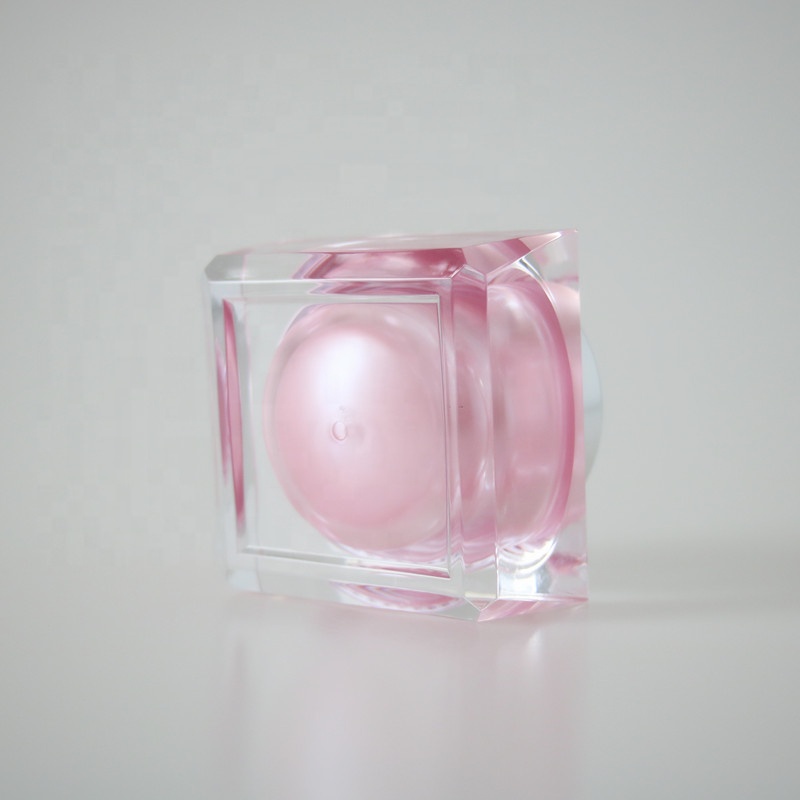15g 30g 50g pink square acrylic cream jar cosmetic plastic face jar sprayed inside