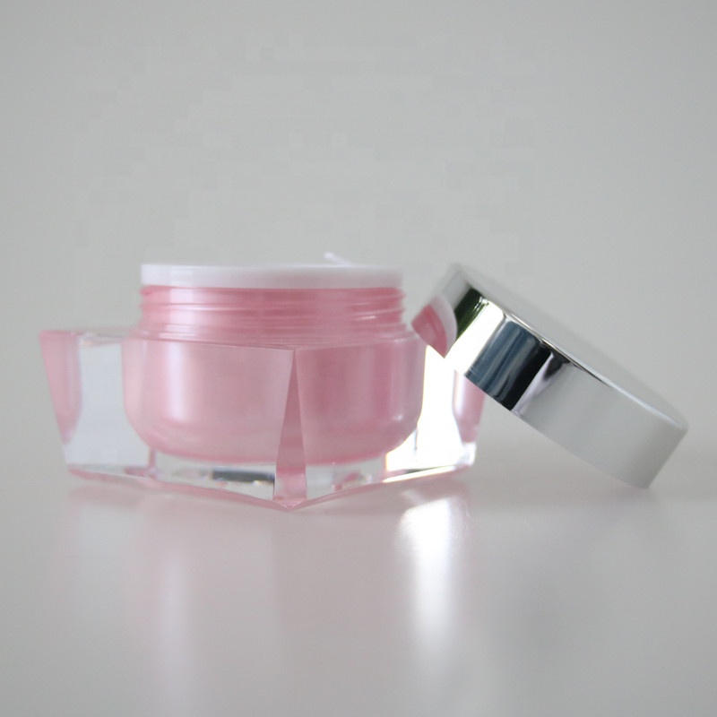 15g 30g 50g pink square acrylic cream jar cosmetic plastic face jar sprayed inside