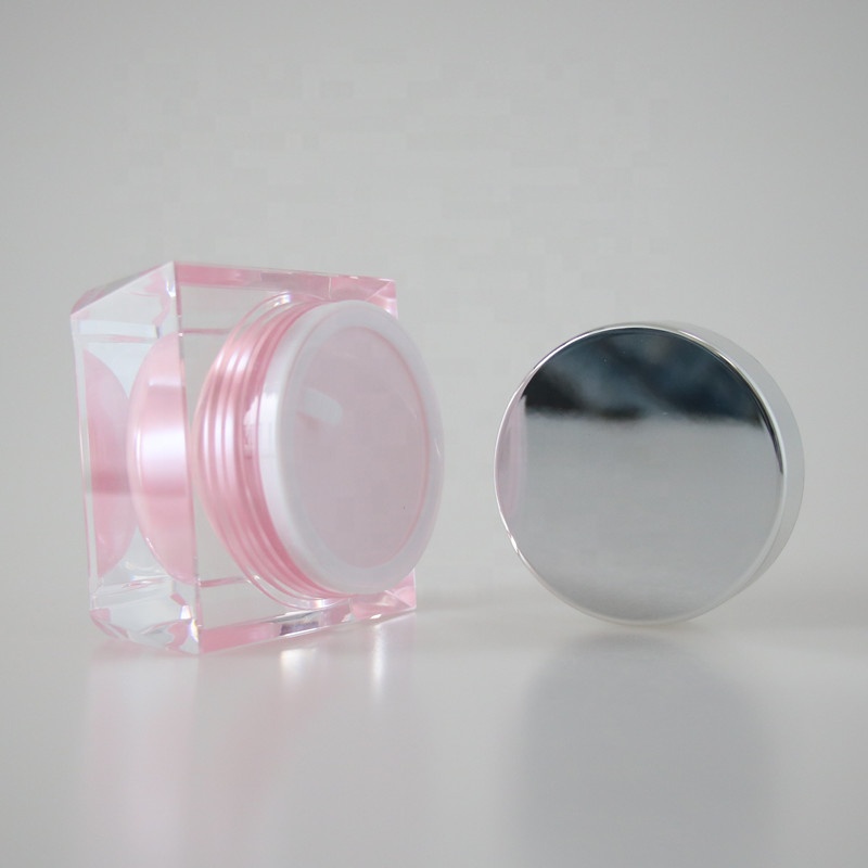 15g 30g 50g pink square acrylic cream jar cosmetic plastic face jar sprayed inside