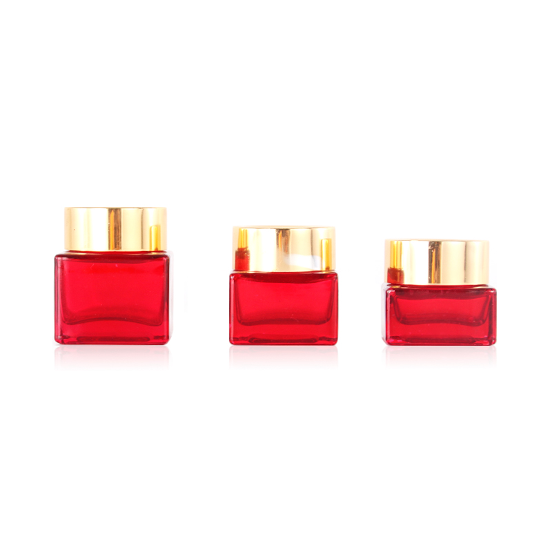 15g 30g 50g red glass square cosmetic face cream jars