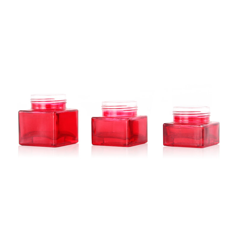 15g 30g 50g red glass square cosmetic face cream jars