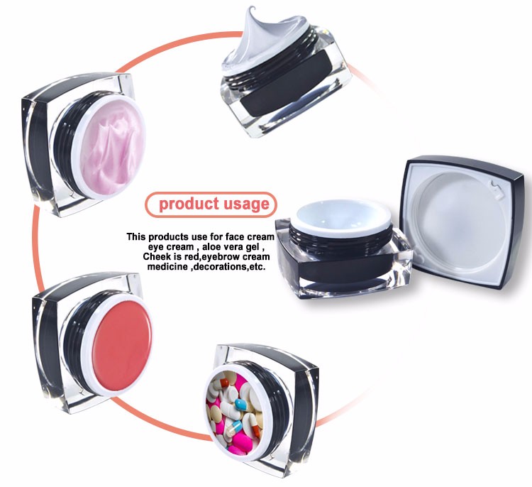 15g 30g 50g round acrylic empty plastic lotion cream jar for cosmetics packaging
