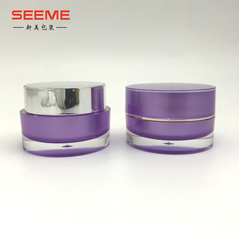 15g 30g 50g round shape purple acrylic plastic cream cosmetic jar with silver screw cap
