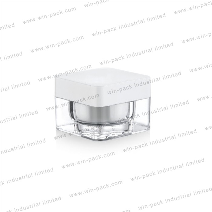 15g 30g 50g square clear acrylic cosmetic cream jar with white cap supplier