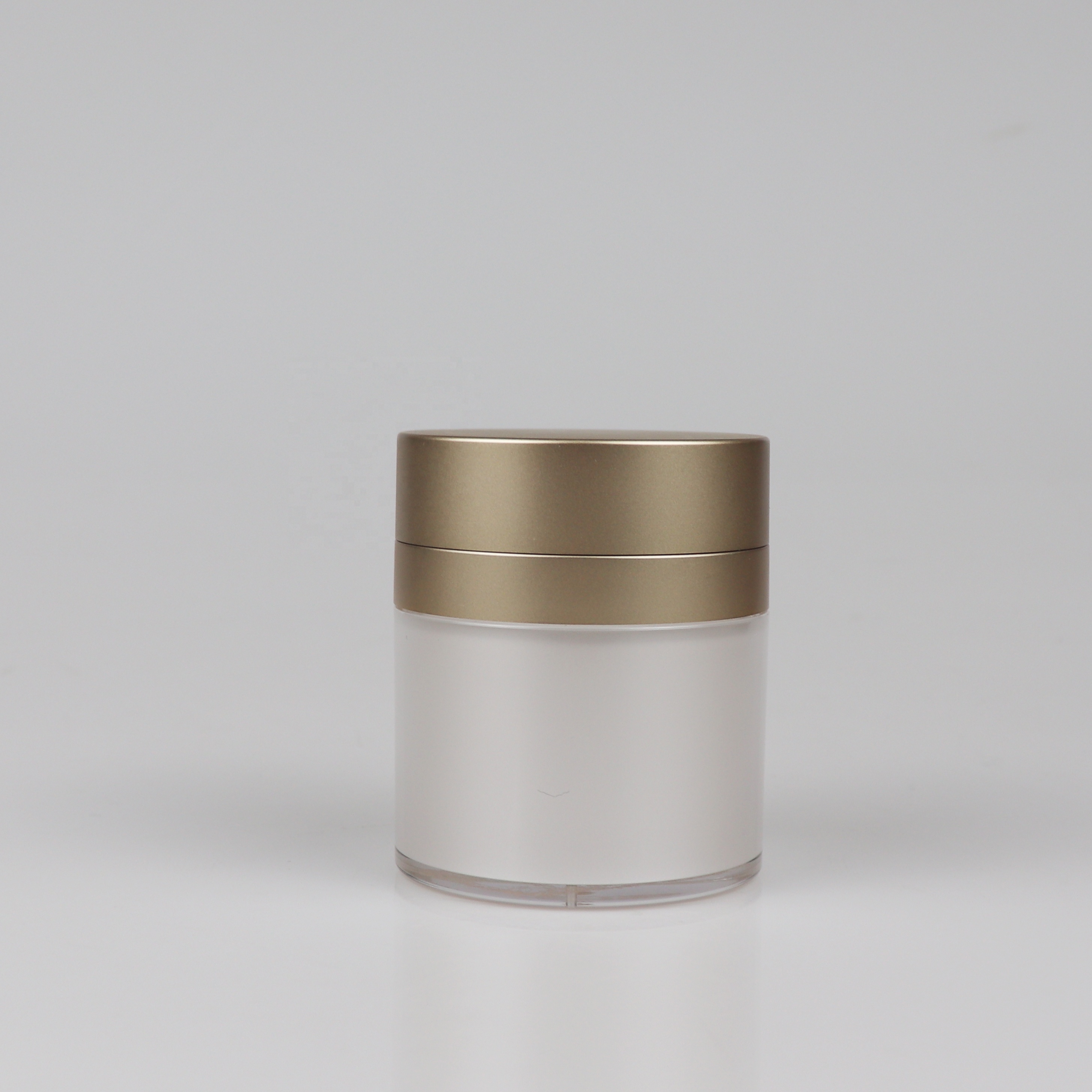 15g 30g 50g white cup double wall with shiny gold lid airless cosmetic cream jar