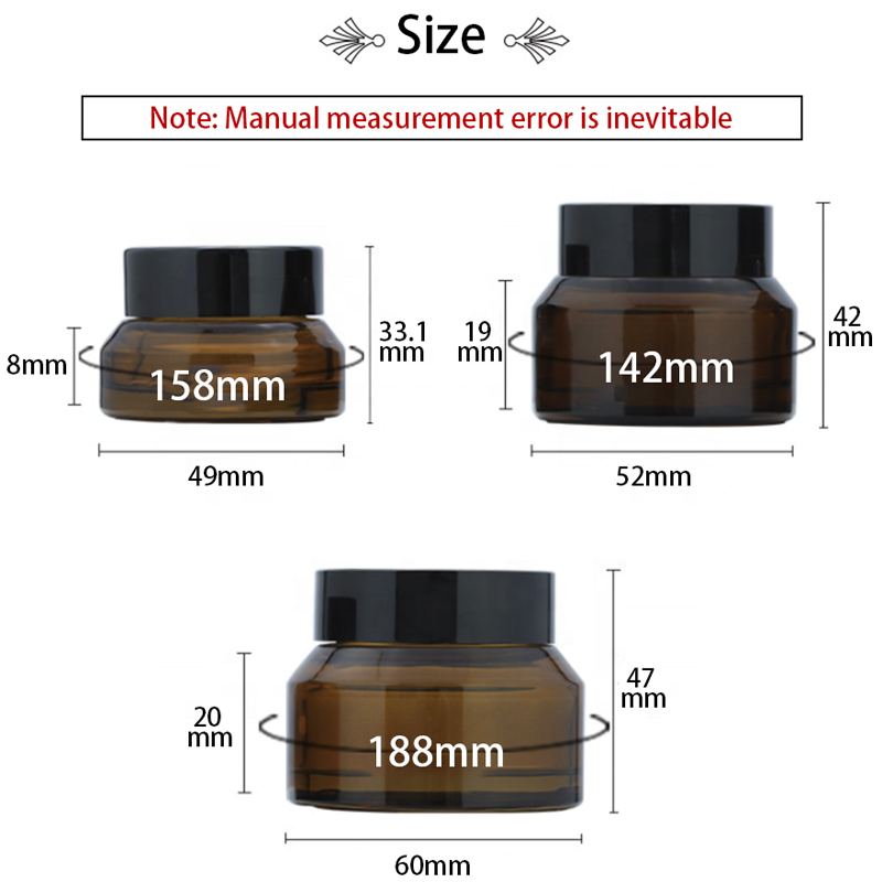 15g 30g 50g wholesale cosmetic pakaging amber glass jar for cream and personal care
