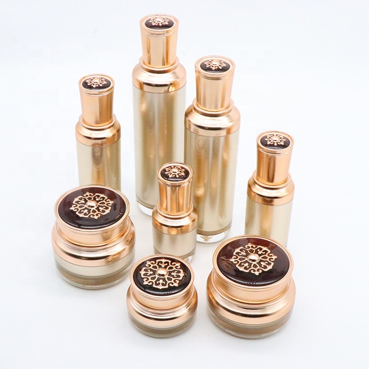 15g/30g/50ml/100m Lady cosmetics packaging acrylic luxury gold empty lotion bottle and cream jar