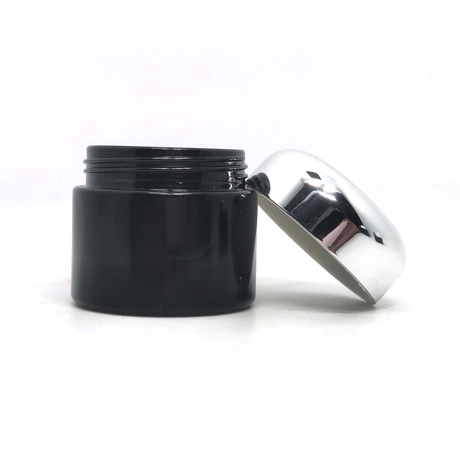15g 30g 60g 100g 250g 500g black dark violet jar UV wide mouth glass container with silver cap