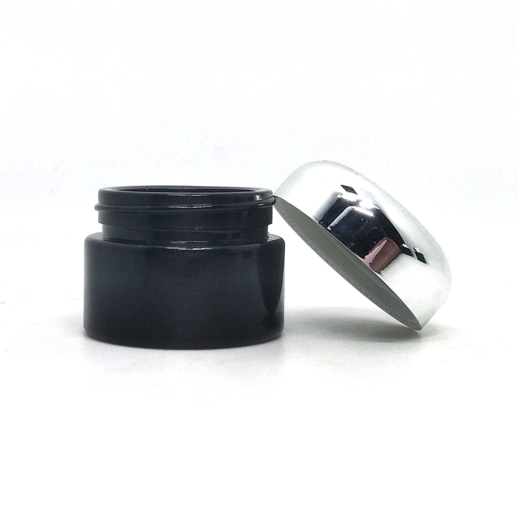 15g 30g 60g 100g 250g 500g black dark violet jar UV wide mouth glass container with silver cap