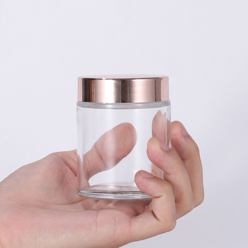15g 30g 60g 100g Rose Gold Frosting Glass Bottle Clear Transparent Cosmetic Cream Lip Scrub Glass Jar