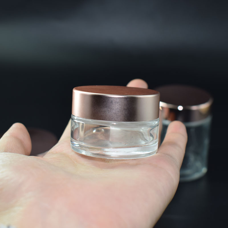 15g 30g 60g 100g Rose Gold Frosting Glass Bottle Clear Transparent Cosmetic Cream Lip Scrub Glass Jar