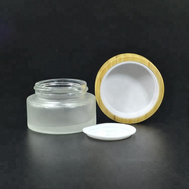 15g 30g bamboo cosmetic cream glass jars with bamboo lid
