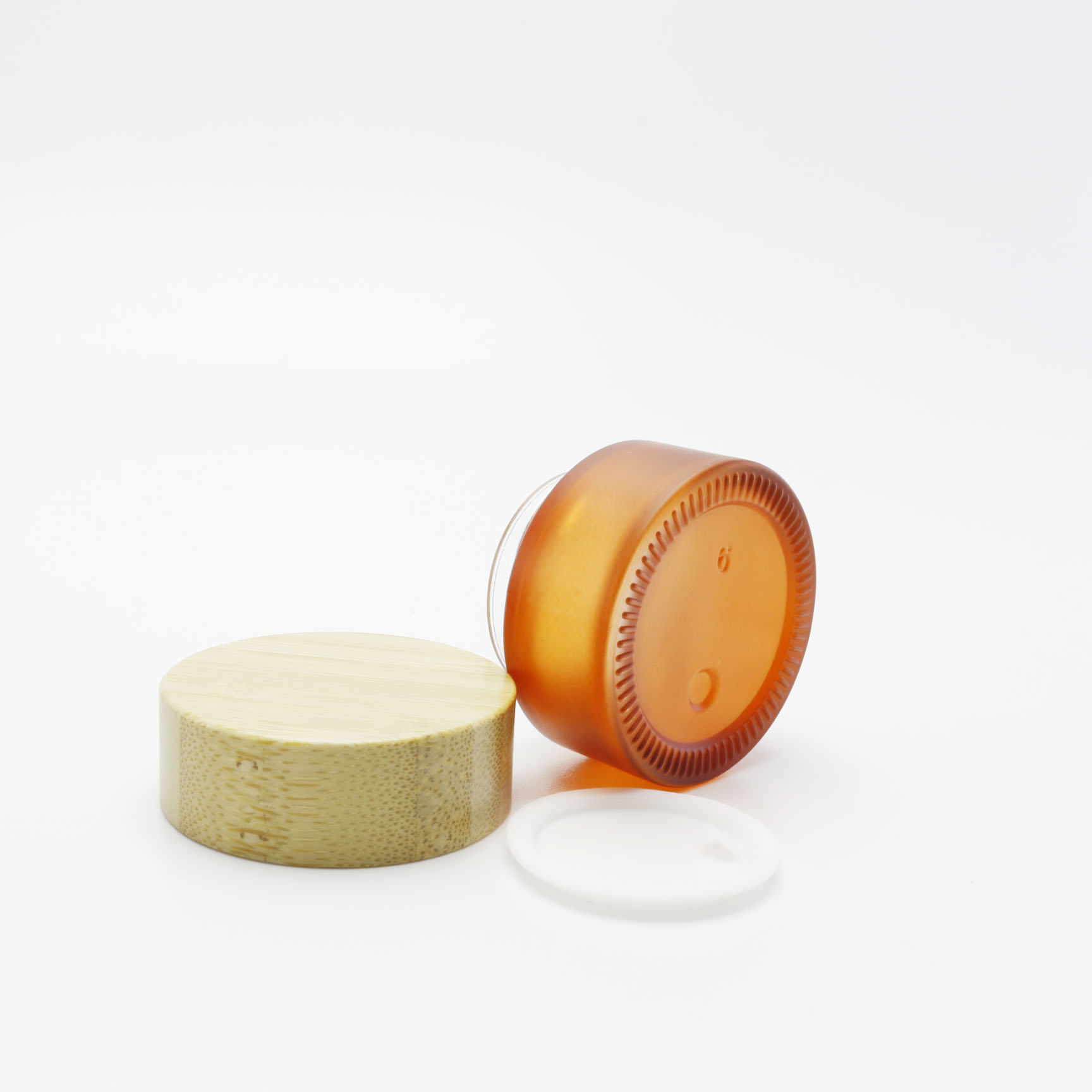 15g 30g frosted amber  glass cosmetic jar for cream with bamboo top GJ-158K
