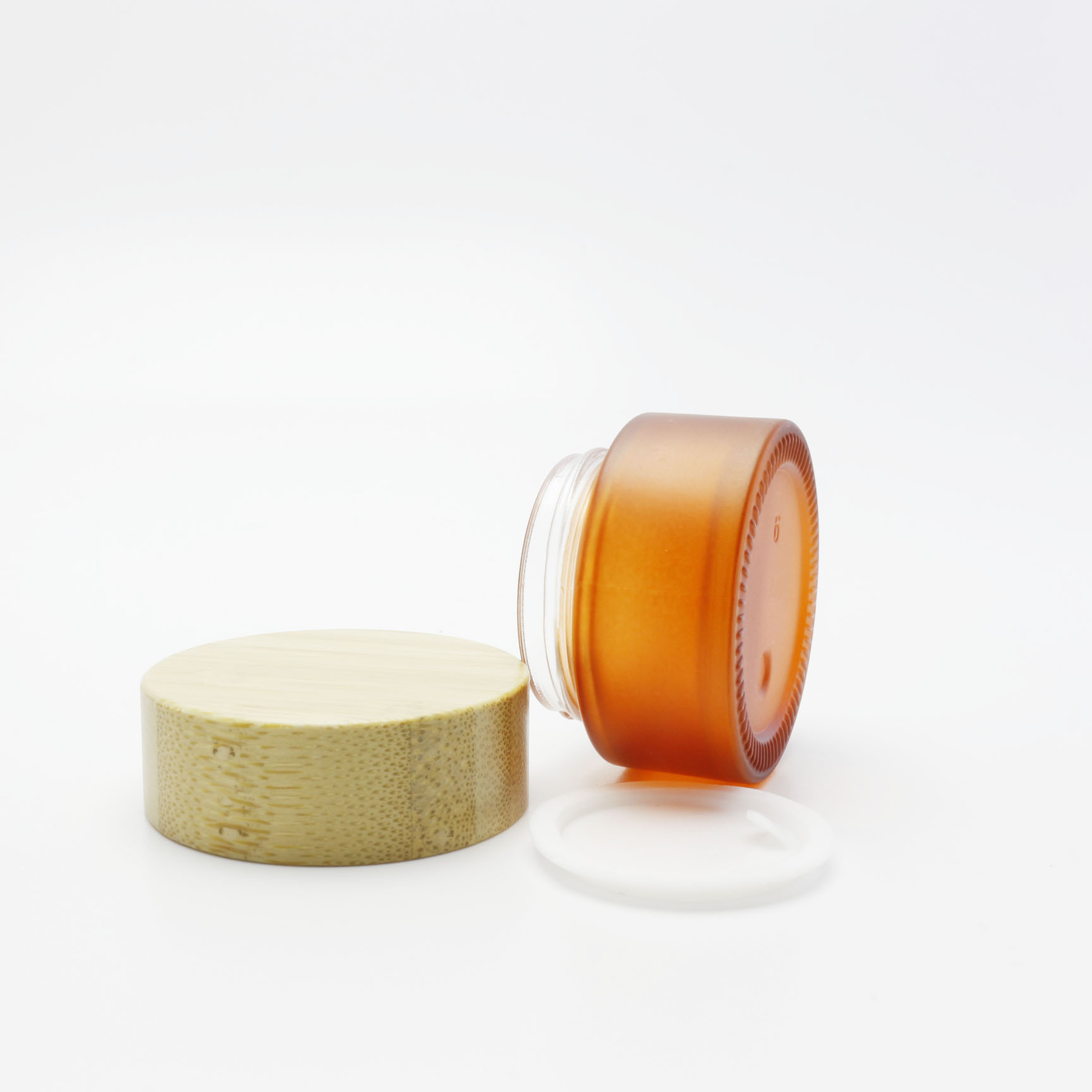 15g 30g frosted amber glass cosmetic jar for cream with bamboo top GJ-158K