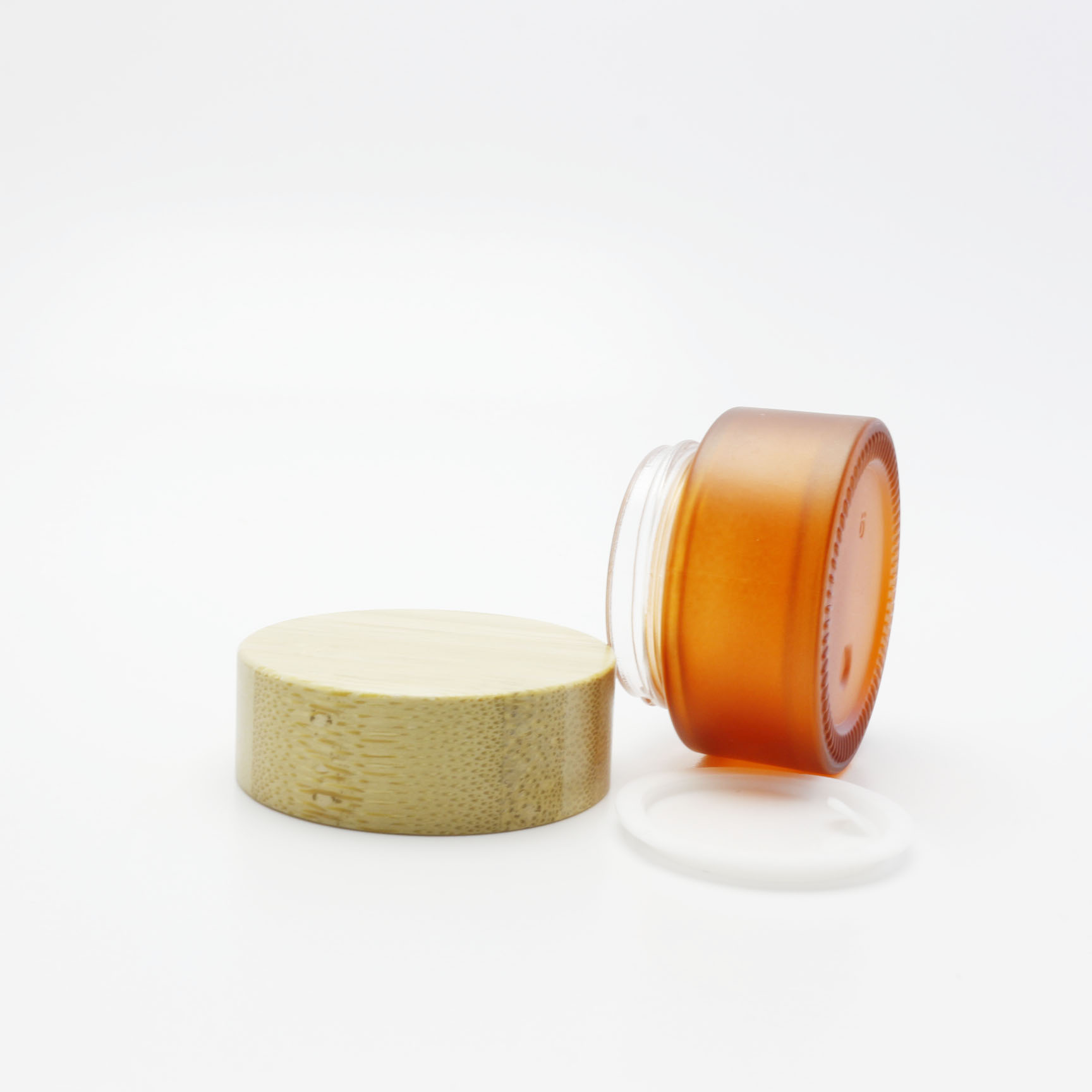 15g 30g frosted amber glass cosmetic jar for cream with bamboo top GJ-158K