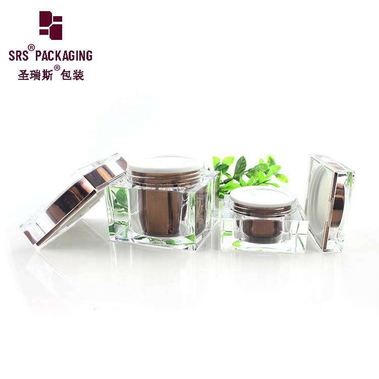 15g 50g 80g square shape cosmetic acrylic face care fancy cream jar
