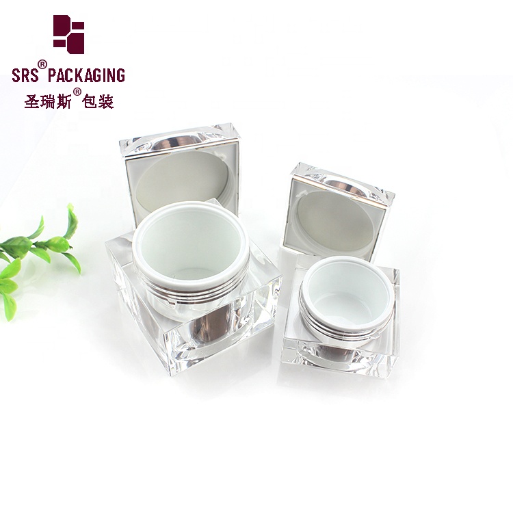 15g 50g 80g square shape cosmetic acrylic face care fancy cream jar