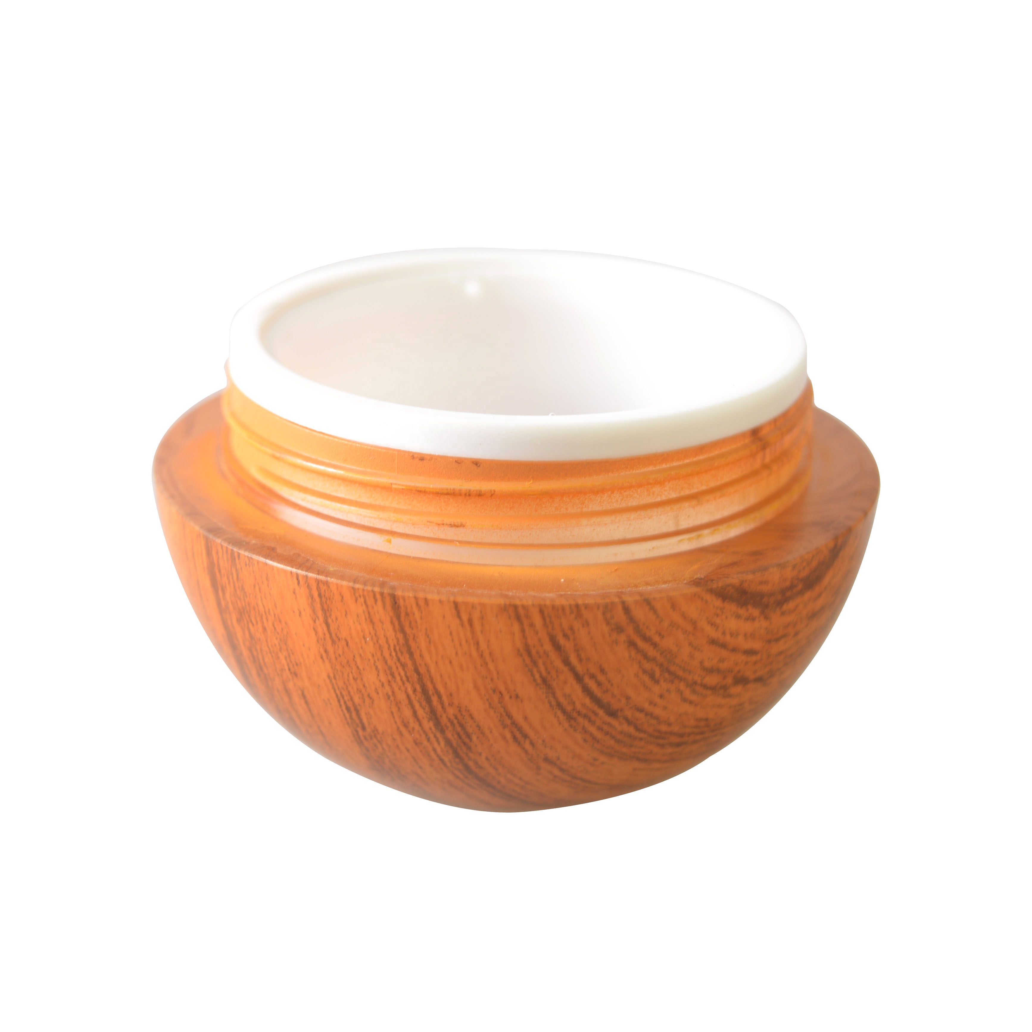 15g 60g MS Material Clear Tumbler Plastic Skincare Cream Jar Wood Grain Ball Shape Cosmetic Jar with PP Inner