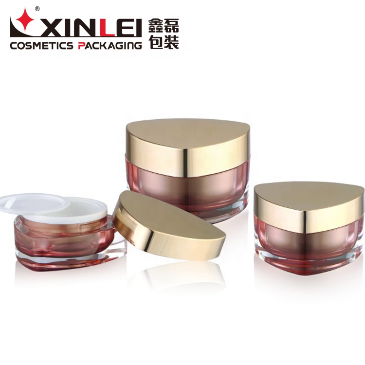 15g Acrylic cream jars triangle shape plastic jar with beautiful decoration,best price for cosmetic packaging