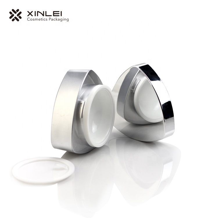 15g Acrylic cream jars triangle shape plastic jar with beautiful decoration,best price for cosmetic packaging