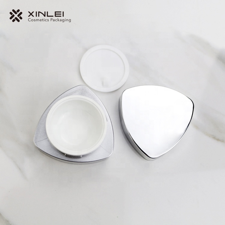 15g Acrylic cream jars triangle shape plastic jar with beautiful decoration,best price for cosmetic packaging