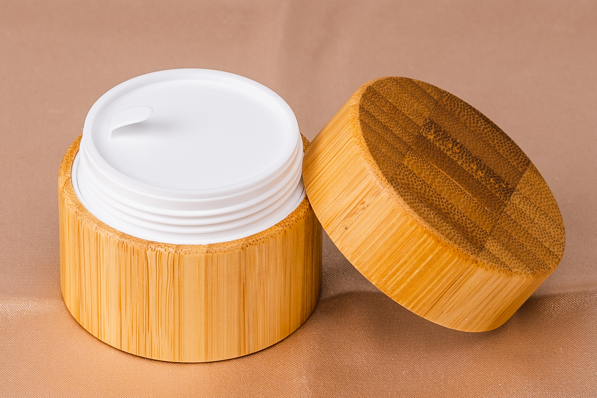 15g Amazon Hot Sell Bamboo Face Cream Case DIY SPA Useful Single Layer White Plastic Inner Empty Luxury Cream Jar
