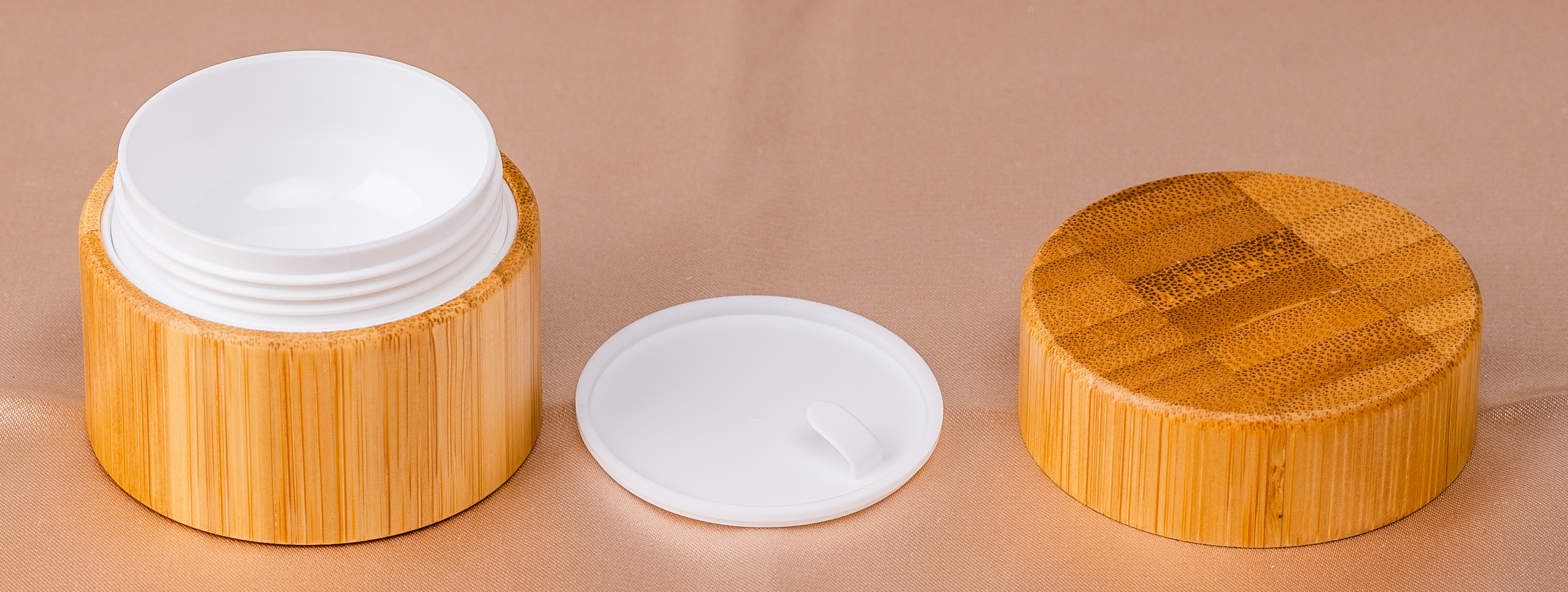 15g Amazon Hot Sell Bamboo Face Cream Case DIY SPA Useful Single Layer White Plastic Inner Empty Luxury Cream Jar