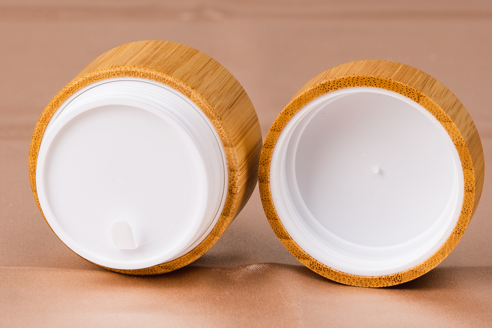 15g Amazon Hot Sell Bamboo Face Cream Case DIY SPA Useful Single Layer White Plastic Inner Empty Luxury Cream Jar